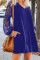 Blue Lace Long Sleeves Shift Above Knee Dress