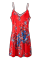 Orange Floral Pattern Buttoned Slip Cami Dress