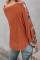 Orange Contrast Eyelet Thermal Knit Top