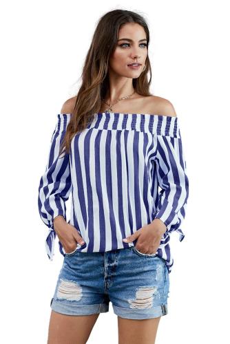 Blue Summer on You Off The Shoulder Top