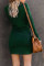 Green Long Sleeve Wrap Hem Mini Dress