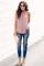 Pink Ruffle Trim Neckline Tank Top