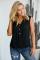 Black V-Neck Front Irregular Twist Hem Tank Top