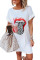 White Lip Print Summer Casual Tee Mini Dress
