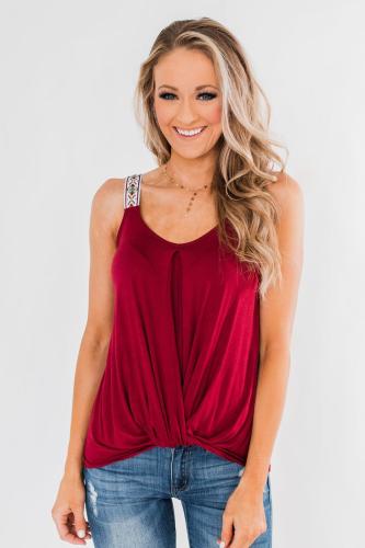 Red Somewhere Next To You Twist Tank Top