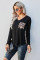 Black Leopard Patch Pocket Long Sleeve Top
