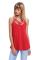 Red Spaghetti Strap Tank Top with Caged Neckline