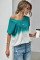 Blue White Ombre Color Block Casual Summer Shirt
