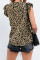 Leopard Print Ruffled Cap Sleeve T-shirt