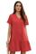 Red Pocketed Button Down Ruffle Dress
