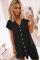 Black Pocketed Button Down Ruffle Dress