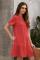 Red Pocketed Button Down Ruffle Dress