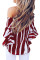 Off The Shoulder Vertical Stripes Blouse in Burgundy