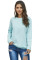 Gold Zip Detail Light Blue Pullover Sweatshirt