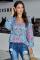 Sky Blue Floral Print Peasant Blouse