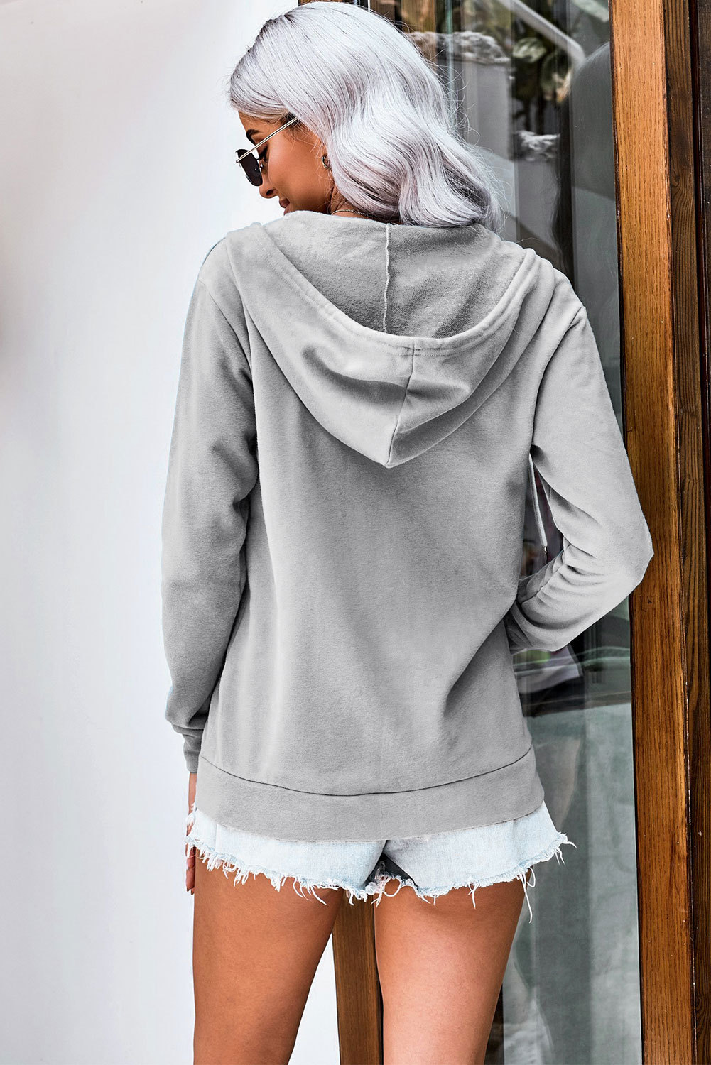 gray zip up hoodie womens