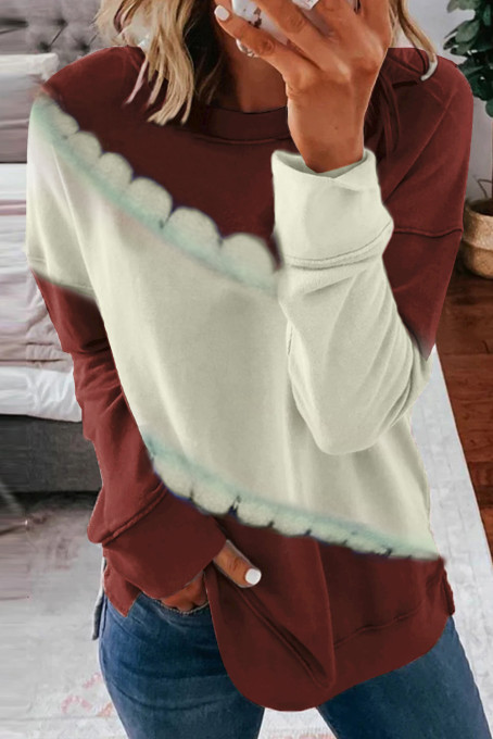 Red Color Block Sweatshirt