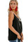 Black Spaghetti Strap Buttoned Tank Top