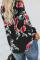 Black Floral Print Peasant Blouse