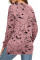 Pink Crew Collar Scrawl Print Long Sleeve Top with Slit