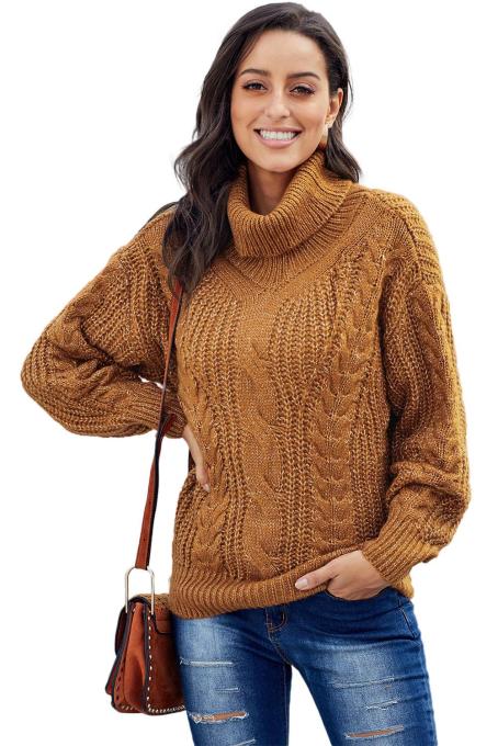 Yellow Chunky Turtleneck Sweater