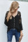 Black Crochet Lace Button Top
