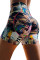Black Printed High Waist Lift Up Yoga Shorts