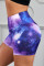 Purple Galaxy Print Booty Yoga Shorts
