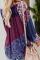 Purple Floral Print Peasant Blouse