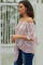 Off The Shoulder Vertical Stripes Blouse in Pink