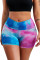 Blue Printed High Waist Lift Up Yoga Shorts